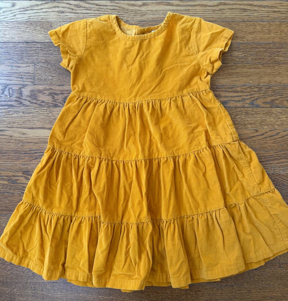 Hanna Andersson Girls' Golden Yellow Corduroy Dress Size 5